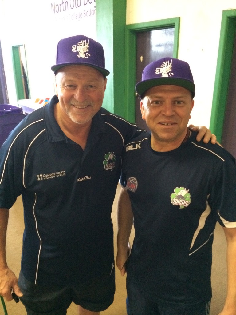 Coaches Ron and Con wearing the new 'Retro' caps. 